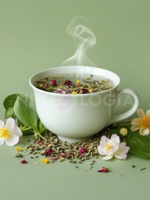 Herbal Flower Tea in Porcelain Cup