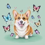 Happy Corgi Surrounded by Butterflies — Edition 06