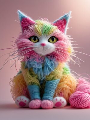 Rainbow Yarn Cat