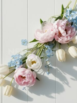 Pastel Spring Bloom Flatlay