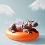 Hippo Relaxing on an Orange Float