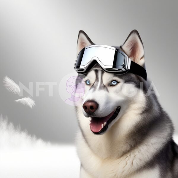 Cool Husky in Snow Goggles
